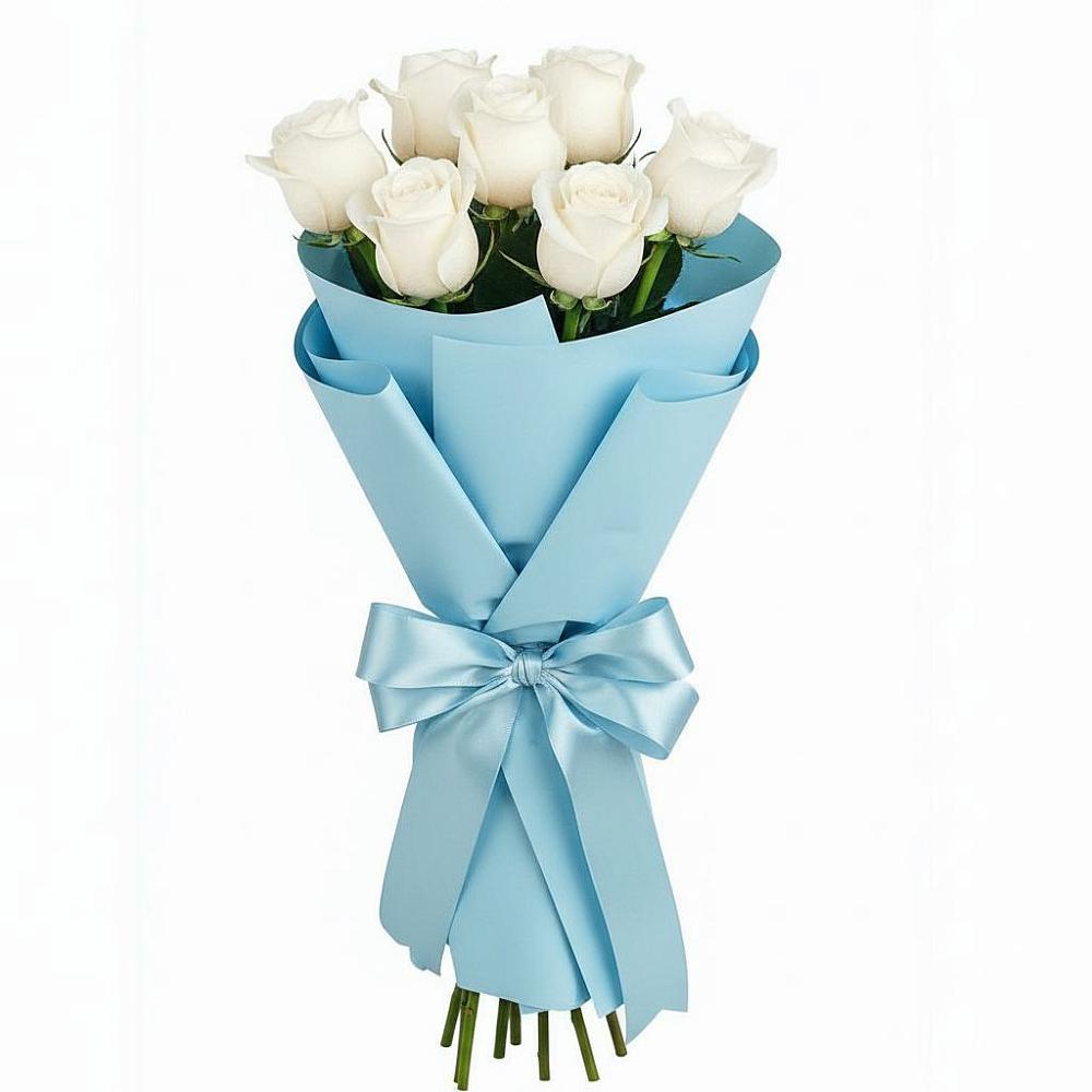 Букет 7 белых роз Проуд в Красном Октябре Ставропольского края