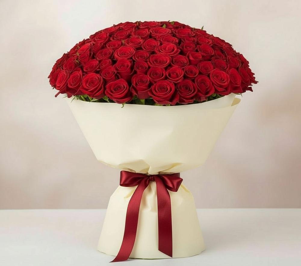 Букет 101 Красная роза Милано в Красном Октябре Ставропольского края