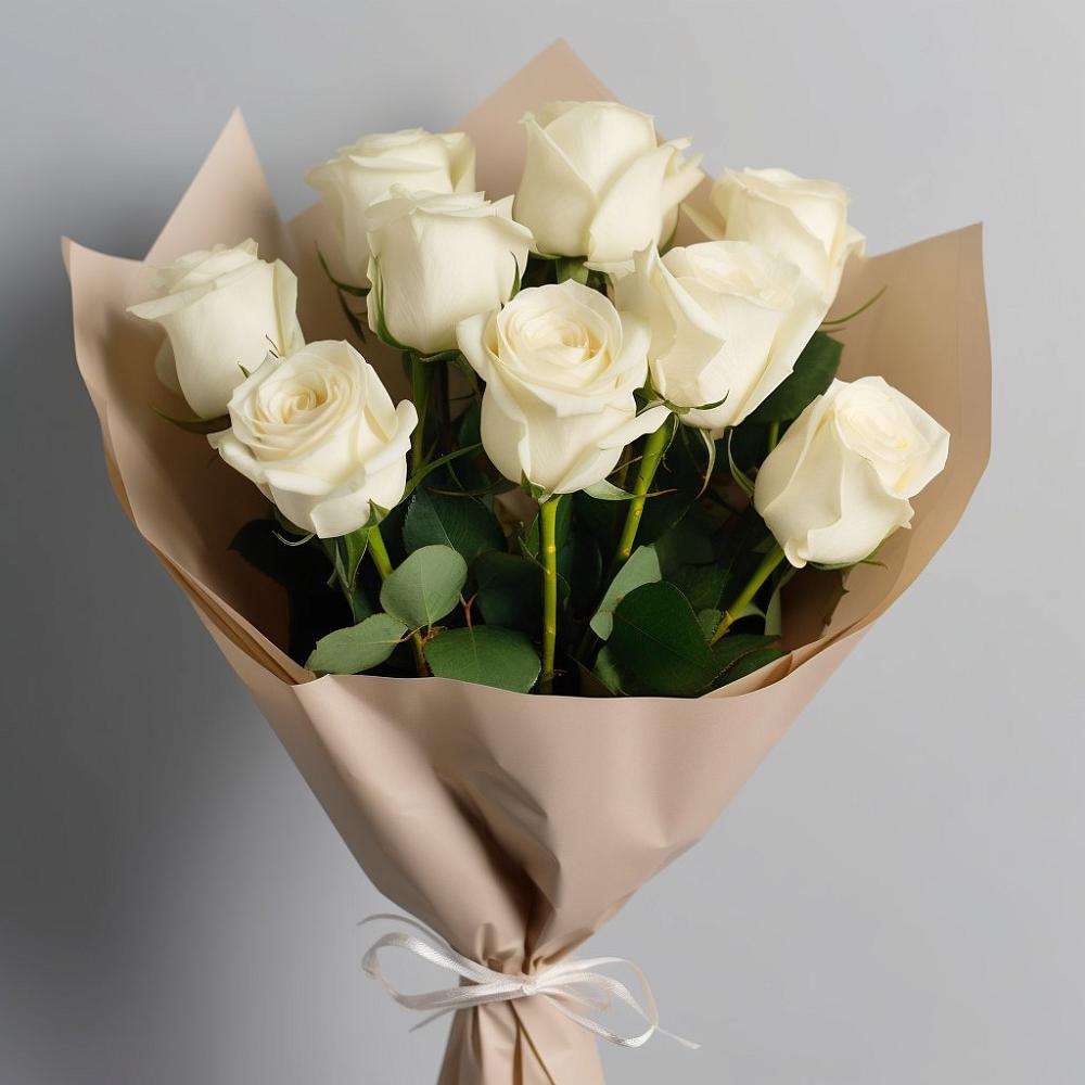 Букет 9 Белых роз Эдлесс Лав в Красном Октябре Ставропольского края