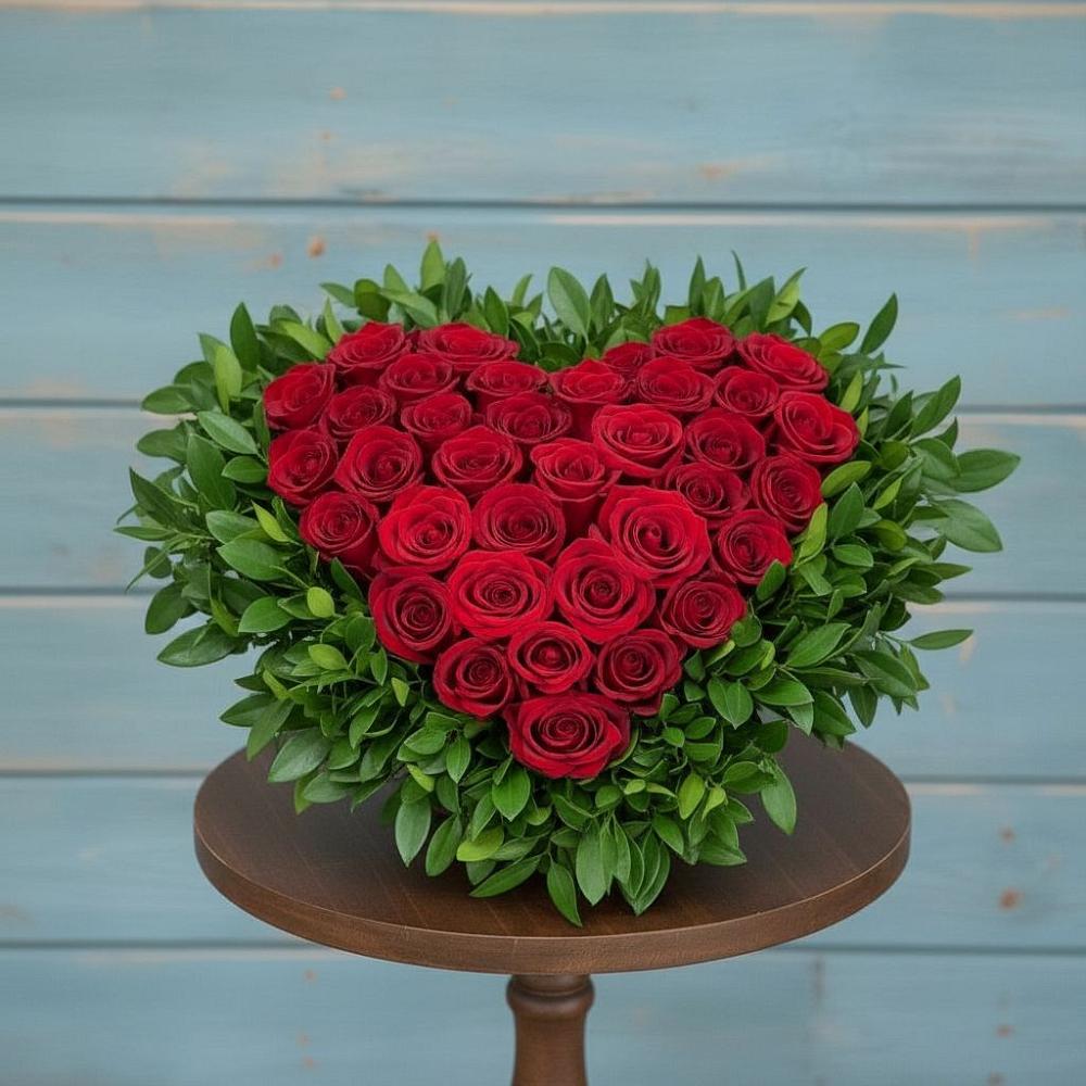 Цветочная композиция из Розы в виде сердца в Красном Октябре Ставропольского края