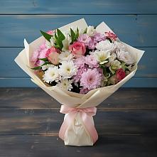 Букет цветов из:  Хризантемы, Альстромерии и Розы в Красном Октябре Ставропольского края