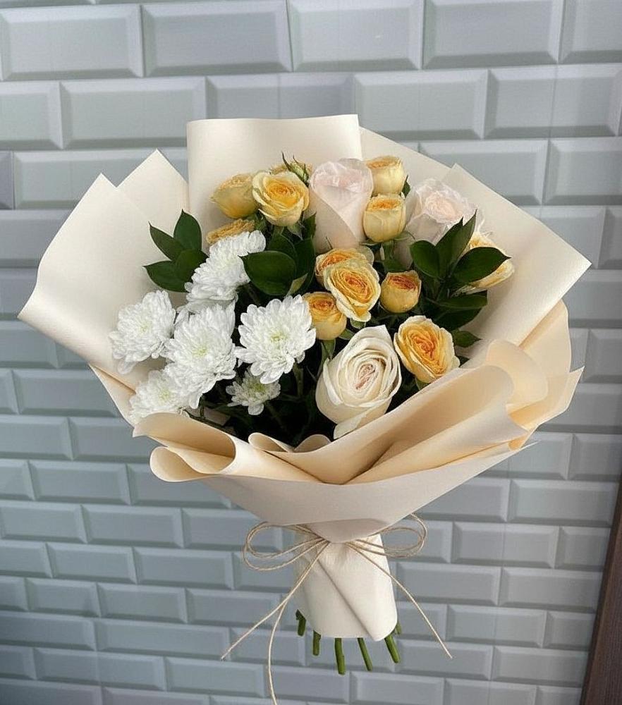 Букет цветов из: Розы и Хризантемы в Красном Октябре Ставропольского края