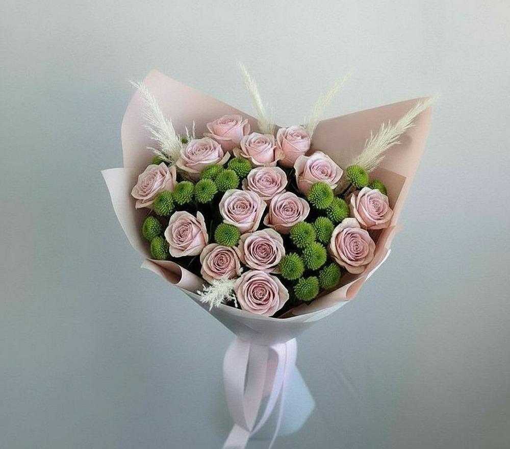 Букет цветов из: Розы и Хризантемы в Красном Октябре Ставропольского края