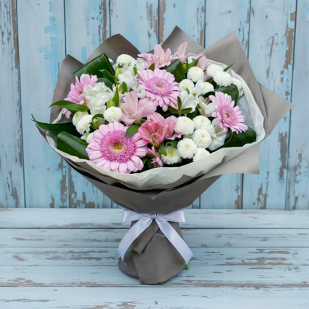 Букет цветов из: Герберы, Альстромерии и Хризантемы в Красном Октябре Ставропольского края