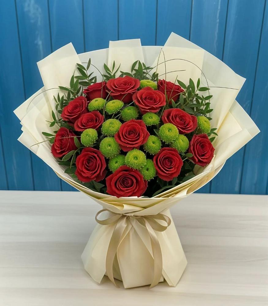 Букет цветов из: Розы и Хризантемы в Красном Октябре Ставропольского края